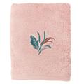 Drap de bain coton brodé bouclette rose 90x150