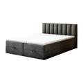 Ensemble sommier et matelas en velours gris foncé 160x200