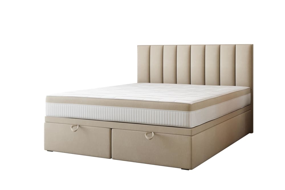 Ensemble sommier et matelas en velours beige 160x200