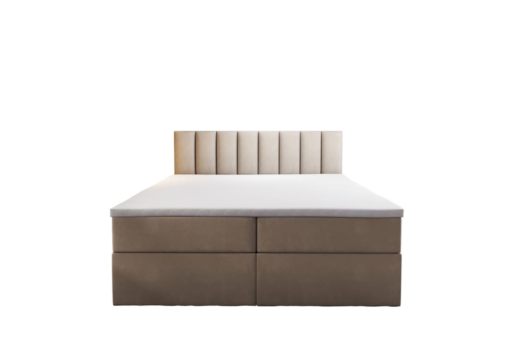 Ensemble sommier et matelas en velours beige 180x200
