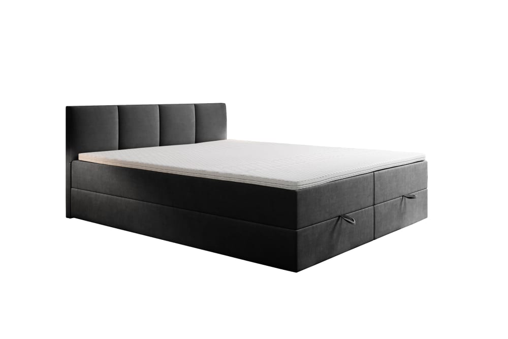 Ensemble sommier et matelas en velours gris foncé 200x200