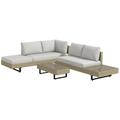 Ensemble salon de jardin d'angle 5 places design contemporain beige