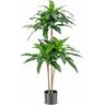 Pianta Finta Dracaena Alto 140 cm, Albero Artificialecon 92 Foglie e Vaso di Cemento Incorporato,