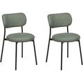 Set di 2 sedie senza braccioli Sedute imbottite Gambe in metallo per sala da pranzo cucina Verde