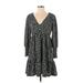 Miss Selfridge Casual Dress - A-Line V Neck 3/4 sleeves: Black Dresses - Women's Size 8