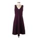 Ann Taylor Casual Dress - Party V-Neck Sleeveless: Burgundy Solid Dresses - Women's Size 6