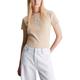 Calvin Klein Jeans Damen T-Shirt Kurzarm Woven Label Rib Regular Tee Rundhalsausschnitt, Beige (Warm Sand), L
