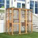 NARTRU Outdoor Cat House Catio 71 Large Wooden Cats Catio Cat Cage Enclosure Weatherproof Walk-in Cat Kennel Condo with 7 Platform and 2 Resting Box Orange