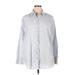 H&M Long Sleeve Button Down Shirt: Gray Stripes Tops - Women's Size Large