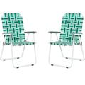2 Pack Foldable Webbing Retro Lounge Lawn Beach Camp Chair Portable Lightweight for Adult with Armrest Outdoor Collapsible Backrest Seats Summer Stripe