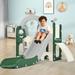 5 in 1 Toddler Slide and Swing Set Kids Play Climber Playset with Swing Slide Climber and Basketball Slide Freestanding Indoor Outdoor Playset with Golf Hole and Telescope for Backyard Green