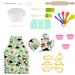 25/26Pcs Kids Baking Set with Apron Educational Chef Dress Up Kitchen Role Play Toys Washable Reusable Kids Baking Utensils Set Creative Dinosaur/Unicorn Cooking Supplies for Kids Boys Girls