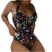 Bigersell High Leg One-Piece Swimsuits for Women Clearance V-Neck Sleeveless Bikini Swimsuit Monokini Swimwear One-Piece Swimsuits Style O-195 Workout Bathing Suit Brown S