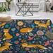 FREEAM Floral Fox Non Slip Area Rug for Living Dinning Room Bedroom Kitchen (20 x 31 Inch) Fox Nursery Rug Floor Carpet Yoga Mat