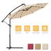Hassch 10 Ft Solar Led Patio Outdoor Umbrella Hanging Cantilever Umbrella Offset Umbrella Easy Open Adustment With 24 Led Lights - Burgundy
