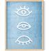 Haus and Hues Blue Wall Decor for Teen Girls - Evil Eye Wall Decor and Blue Posters for Dorms Vintage Hawaii Art Travel Poster Hawaii Surfer Room Decor (Blue Wall Eyes 12 x16 Beige Framed) 12x16