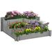 Outsunny Raised Garden Bed 3 Tier 5 compartments Wood Flower Box