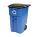 Rubbermaid Commercial Products FG9W2773BLUE 9W27-73 Brute Recycling Rollout Container Blue - 50 gal