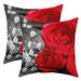 Red Rose Floral Throw Pillow Covers 22x22 Inch Pack of 2 3D Printed Blossom Flowers Pillow Covers Valentine s Day Botanical Cushion Covers Romantic Farmhouse Garden Rose Decorative Pillow Covers