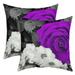 Rose Throw Pillow Covers 18x18 Inch Set of 2 Purple Rose Floral Pillow Covers Romantic Flower Cushion Covers for Couple Lovers Black Grey Blossom Garden Valentine Decor Decorative Pillow Covers