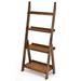 4-Tier Bamboo Ladder Shelf Storage Cabinet Bookcase Storage Organizer Coffee