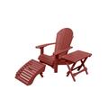 Poly Lumber Design Porch Folding Chair with Ottoman & Side-Table Set Everlasting PolyTuf HDPE- Amish Crafted-Made in USA-Cherry