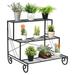 Jaxnfuro 3-Tier Metal Plant Stand Garden Plant Stand w/4 Decorative Feet Plant Flower Pot Display Rack Iron Storage Shelf Pot Holder for Indoor Outdoor Plant Stands for Patio Balcony Yard (Black)