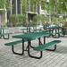 Flash Furniture Mantilla 6 Rectangular Outdoor Picnic Table with Commercial Heavy Gauge Green Expanded Metal Mesh Top and Seats and Black Steel Frame