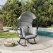 Deko Living COP20210BWN Outdoor Rocking Patio Egg Chair with Upholstery Biege & Brown