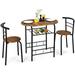 TJUNBOLIFE 3 Piece Dining Set Indoor Bistro Set 2 Chairs and Table w/ Metal Frame Compact Kitchen Table & Chairs Set for 2 Small Space Apartment (Black)