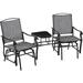 Topeakmart 2-Person Patio Glider with Table and Steel Frame Gray