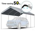 ADVANCE OUTDOOR 10x20 ft Easy-to-Install Carport Heavy Duty Car Canopy Garage Boat Shelter Party Tent Sliver Gray