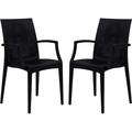 Hickory Weave Indoor Outdoor Patio Dining Side Armchair Set Of 2 (Black)