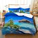 Beach Duvet Cover Twin Size 3 Pieces Soft Lightweight Microfiber Duvet Cover Set Beach Ocean Bedding Comforter Cover Set with Zipper Ties 1 Duvet Cover and 2 Pillowcases No Comforter