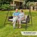 OverPatio 5FT 3-Person Porch Swing Wicker Hanging Swing Bench with Cushion All Weather Oversized Hanging Swing Brown