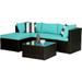 Pieces Patio Furniture Set Rattan Outside Furniture Wicker Sofa Garden Conversation Sets with Soft Cushion and Glass Table for Yard Pool or Backyard Black