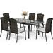 VALLEY Patio Dining Set 5 PCS Rattan Outdoor Dining Sets Swivel Wicker Patio Rocking Chairs with Cushion 37\u201Dx37\u201Dx28\u201DSquare Table with 1.57 Umbrella Hole for Outdoor Ki