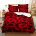 Rose Floral Valentines Bedding Comforter Cover Red Rose Romantic Wedding Bedding 3 Piece Rose Love Romantic Duvet Cover Microfiber Filled 2 Pillowcase for Girls Woman Lady Wedding Decorations