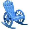 IVV Wood Rocking Chair - Outdoor Garden Chair with Wheel Armrests - Durable Wooden Rocker for Porch or Deck Furniture - Blue