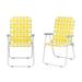 2 Piece PP Folding Beach Chairs Metal Accent Folding Chairs for Outdoor Picnic Party Fishing Camping Yellow & White Strip