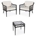 Home Square 3-Piece Set with 2 Outdoor Lounge Chairs & End Table in Black