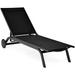 Lounge Chairs for Outside Patio Chaise Lounges Aluminum Recliner W/Adjustable 6 Backrest Positions and Wheels for Patio Beach Poolside Outdoor Sunbathing Chair(1 Black)