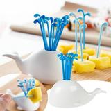 Sueyeuwdi Forks Dinnerware Sets Fruit Fork Small Animal Shape Spray Water Can Be Reused Decoration With Fruit Fork White