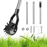 Tzrofpl Wheel Rotary Edger Manual Lawn Edger with 3/4 Sections Stainless Steel Handle 39.37/53.14/67.32inch Adjustable Height Sidewalk Rotary Shear Rustproof Hand Rotary Lawn Edger for Garden Lawn