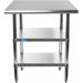 GEROBOOM Stainless Steel Table with 2 Shelves + Optional Casters | Choose from 43 Sizes | NSF Metal Work Table for Kitchen Prep Utility | Commercial and Residential Applications