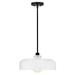 83497BK-CO-Lark-Maisie - 10W 1 LED Medium Pendant-6.75 Inches Tall and 15 Inches Wide-Black Finish-White Glass Color