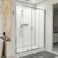 Dreamline Visions 32 in. D x 60 in. W x 78 3/4 in. H Sliding Shower Door, Base, and White Wall Kit in Brushed Nickel D2116032XXC0004