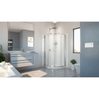 Dreamline DreamLine Prime 36 inch x 36 inch x 78 3/4 inch H Semi-Frameless Sliding Shower Enclosure in Chrome and Frosted Glass, Shower Base, and Wall Kit in White E2703636XFQ0001