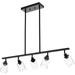 JIAH 5-Light Track Lighting Pendant Hanging Black Kitchen Island Lighting with Clear Glass Shade Flexible Metal Track Lights Kit for Dining Room Living Room Bar