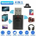 Portable USB Bluetooth Transmitter for TVBluetooth 5.0 Transmitter Receiver 4-in-1 HiFi Wireless Audio Adapter 3.5mm Bluetooth Assisted Adapter for Car TV Headset PC Home Stereo USB Power